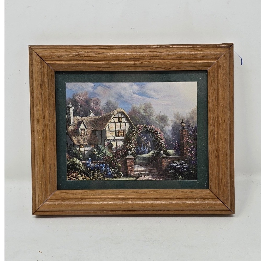 Vtg‎ Carl Valente English cottage floral garden watercolor print cottagecore